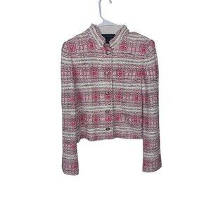 St. John Pink Tweed Jacket Blazer Barbiecore SZ 6 Stretchy